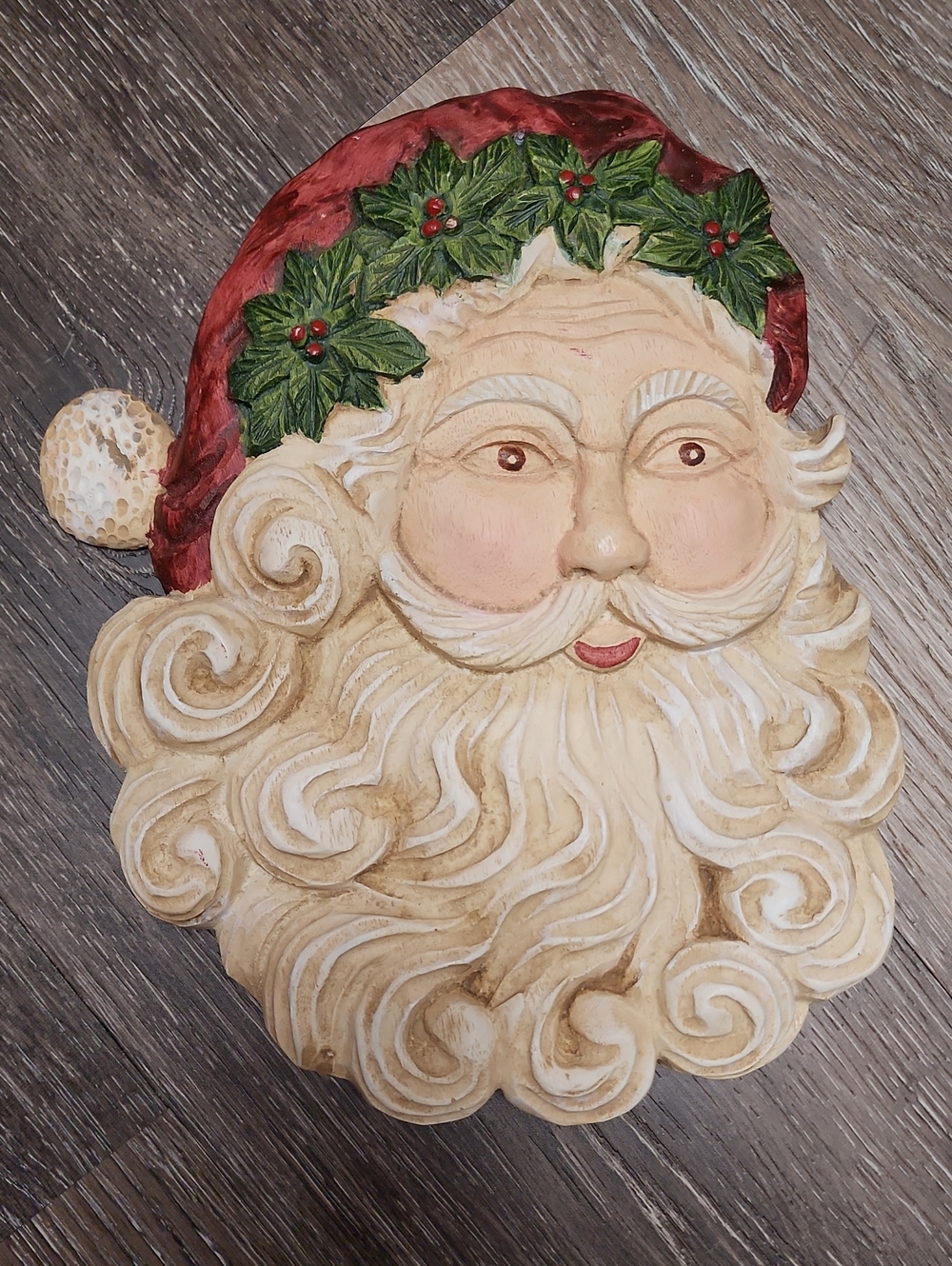 Vintage Silvestri Handcrafted Old Fashioned Santa Face Christmas Wall Plaque
